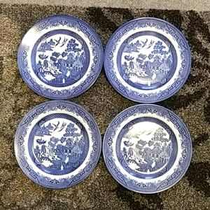 Churchill Staffordshire blue willow x4